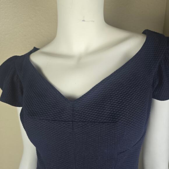 Rebecca Taylor Tiered Off Shoulder Mini Flounce Dress - Navy Blue - Size 2 - NWT - Picture 11 of 12
